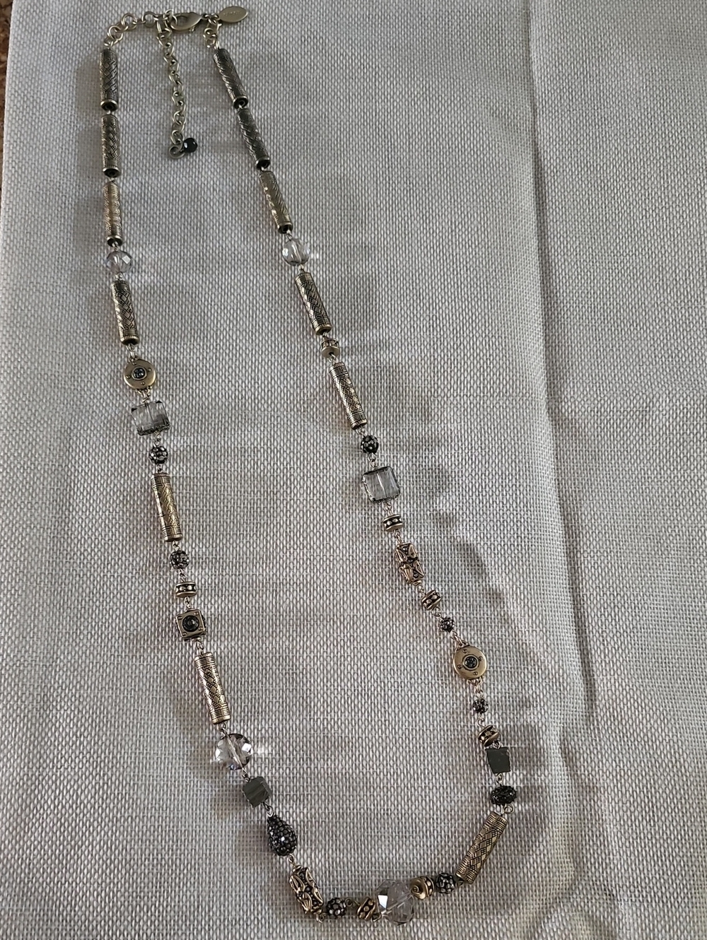 Chico's Silver and Clear Bead Mixed-Metal Necklace